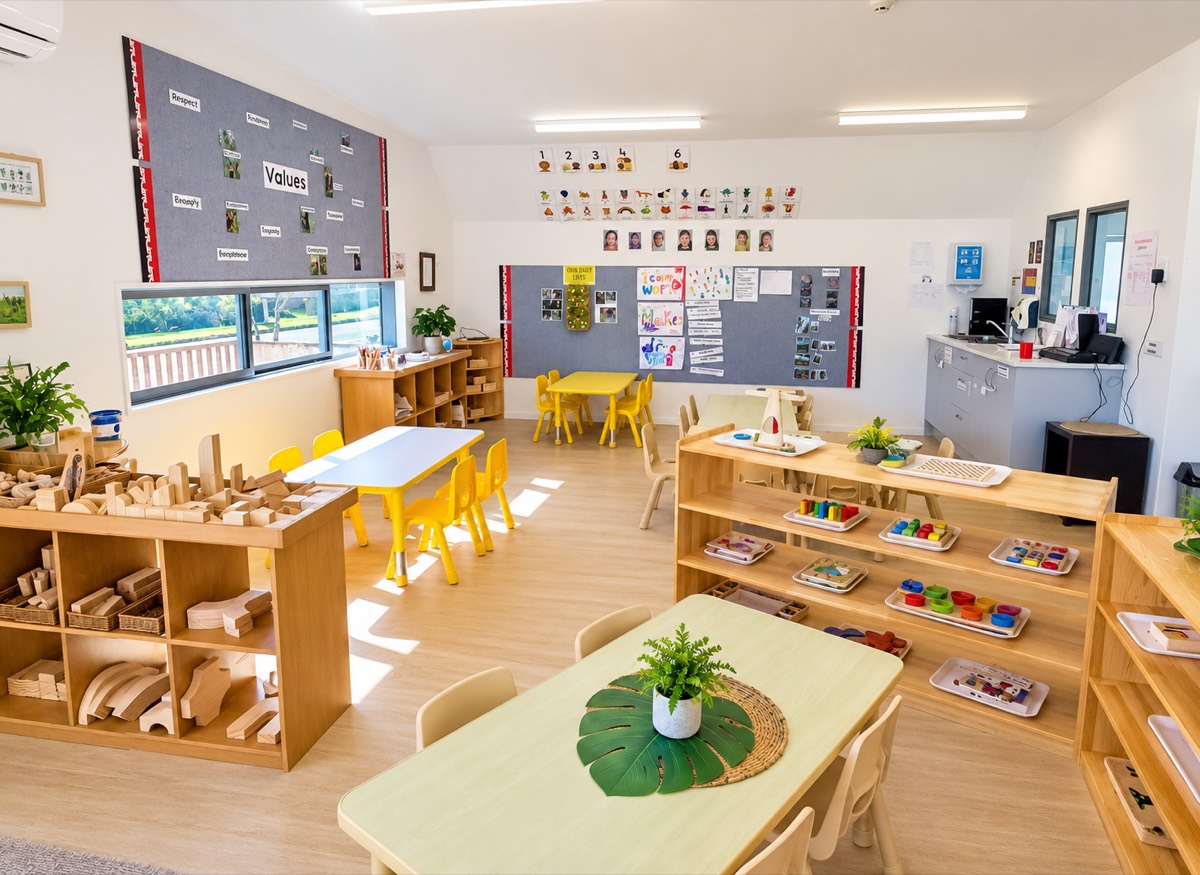 The Pukeko room with tables set for learning